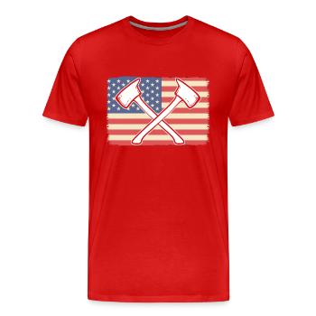 Amerikanische Feuerwehrmann Red Axt Feuerwehr - Männer Premium Bio T-Shirt - Rot - Vorne - Damien (186cm)