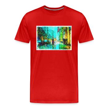 New Yorkers In Rain - Men's Premium Organic T-Shirt - red - Front - Damien (186cm)