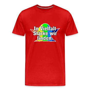 In Vielfalt Stärke wir finden. - Männer Premium Bio T-Shirt - Rot - Vorne - Damien (186cm)