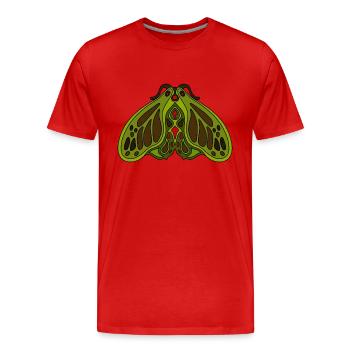 Art Nouveau Inspired Green Moth - Men's Premium Organic T-Shirt - red - Front - Damien (186cm)