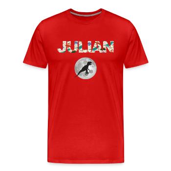 JULIAN - Schöner Jungen Name mit Dinosaurier - Männer Premium Bio T-Shirt - Rot - Vorne - Damien (186cm)