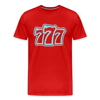 777 - Men's Premium Organic T-Shirt - red - Front - Damien (186cm)
