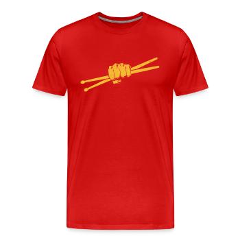 Drumstick Drummer Drum Drumming Drummers - Männer Premium Bio T-Shirt - Rot - Vorne - Damien (186cm)