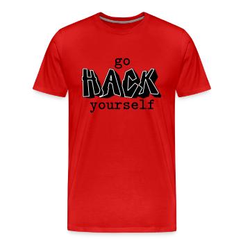 Hacken Sie sich selbst - Männer Premium Bio T-Shirt - Rot - Vorne - Damien (186cm)