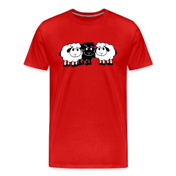 Schwarzes Schaf 3 Freunde Team Crew Schäfchen Süß - Männer Premium Bio T-Shirt - Rot - Vorne - Damien (186cm)