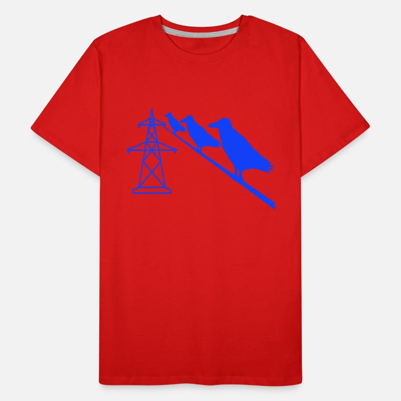 3 Ravens Sitting Câble d’alimentation Corde Câble d’alimentation Itinéraire du câble d’alimentation T-shirt bio Premium Homme