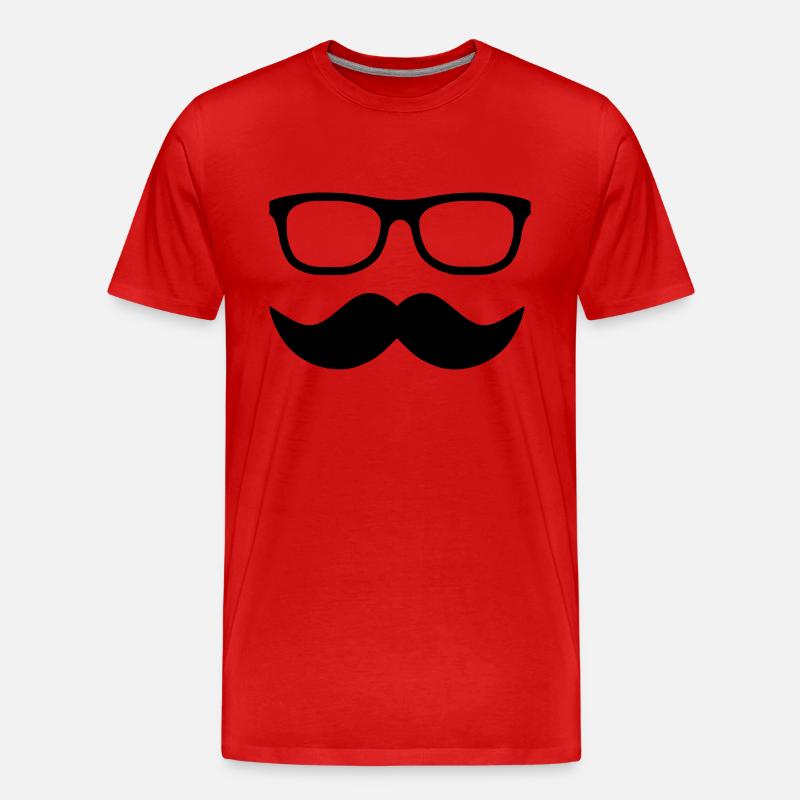 Moustache - Männer Premium Bio T-Shirt - Rot