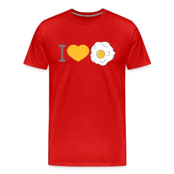 j'aime coeur amour oeuf au plat cuisiner frire nourriture oeuf - T-shirt bio Premium Homme - rouge - Devant - Damien (186cm)