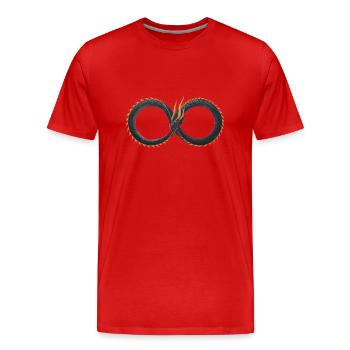 Ouroboros Dragon - Occult Infinity Symbol - Men's Premium Organic T-Shirt - red - Front - Damien (186cm)