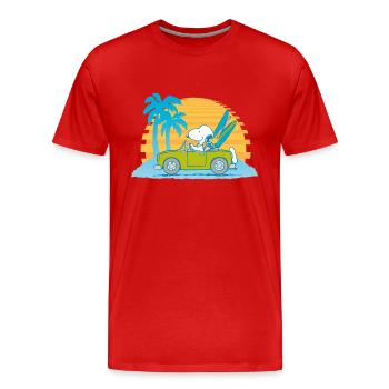 Peanuts Snoopy Surfing Tour Woodstock - T-shirt bio Premium Homme - rouge - Devant - Damien (186cm)