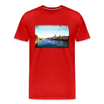 Regensburg - Männer Premium Bio T-Shirt - Rot - Vorne - Damien (186cm)