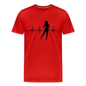 Herzschlag Hot Girl - Männer Premium Bio T-Shirt - Rot - Vorne - Damien (186cm)