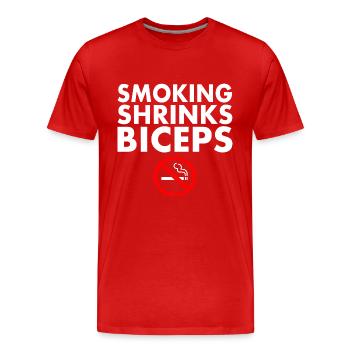Smoking shrinks the biceps - T-shirt bio Premium Homme - rouge - Devant - Damien (186cm)