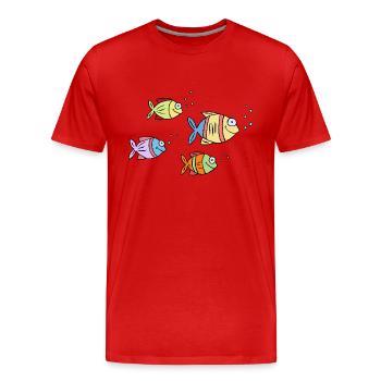 Fish Cichlid Water Sea Graffiti Drawing - Men's Premium Organic T-Shirt - red - Front - Damien (186cm)
