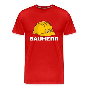 Bauherr 2023 Baustellen Helm Hausbau - Männer Premium Bio T-Shirt - Rot - Vorne - Damien (186cm)