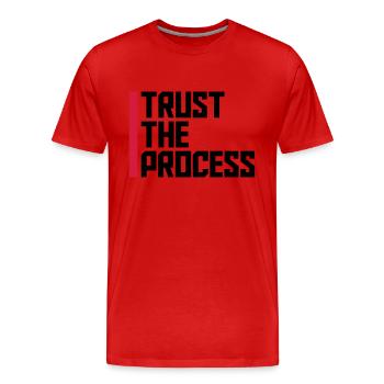 faire confiance au processus Devis - T-shirt bio Premium Homme - rouge - Devant - Damien (186cm)