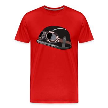 alter Motorradhelm Biker Lünette - Männer Premium Bio T-Shirt - Rot - Vorne - Damien (186cm)
