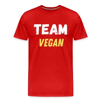 team vegan - T-shirt bio Premium Homme - rouge - Devant - Damien (186cm)