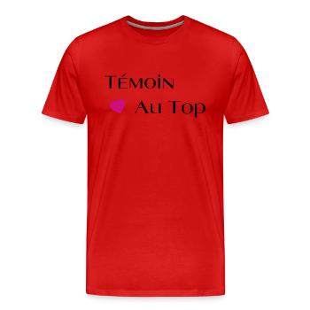 Témoin au top - T-shirt bio Premium Homme - rouge - Devant - Damien (186cm)
