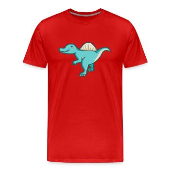 hugadino Spinosaurus, glücklicher Dinosaurier - Männer Premium Bio T-Shirt - Rot - Vorne - Damien (186cm)