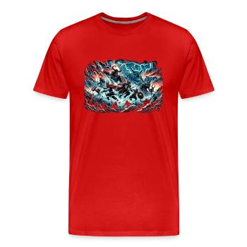 Bataille des dieux vikings pour Midgard - T-shirt bio Premium Homme - rouge - Devant - Damien (186cm)