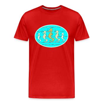 Sea horse - Men's Premium Organic T-Shirt - red - Front - Damien (186cm)