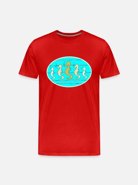 Seepferdchen - Männer Premium Bio T-Shirt - Rot