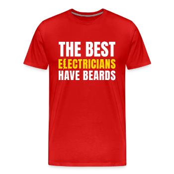 Die besten Elektriker haben Bärte - Männer Premium Bio T-Shirt - Rot - Vorne - Damien (186cm)