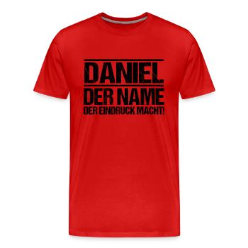 First name Daniel - Men's Premium Organic T-Shirt - red - Front - Damien (186cm)