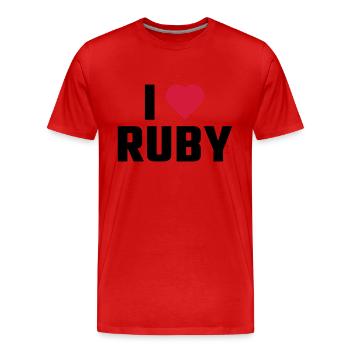 Ich liebe RUBIN - Männer Premium Bio T-Shirt - Rot - Vorne - Damien (186cm)