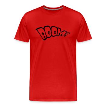 boom text feuer heiss tnt dynamit explodieren expl - Männer Premium Bio T-Shirt - Rot - Vorne - Damien (186cm)