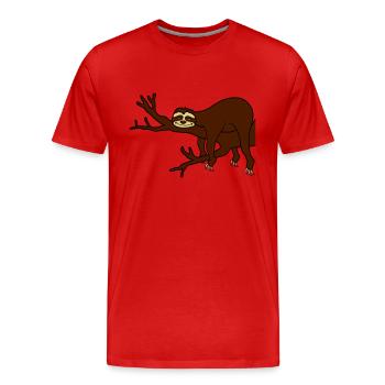 ast baum faultier entspannen muede chillen haengen - Männer Premium Bio T-Shirt - Rot - Vorne - Damien (186cm)