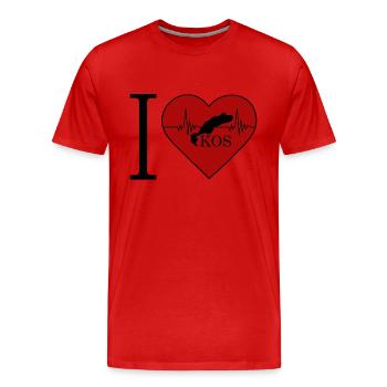 I Love KOS Griechenland Urlaub Ferien Sommer Insel - Männer Premium Bio T-Shirt - Rot - Vorne - Damien (186cm)