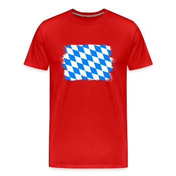 Drapeau bavarois d’occasion Look Drapeau bavarois Vintage - T-shirt bio Premium Homme - rouge - Devant - Damien (186cm)