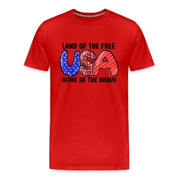 Land Of Free Home Of Brave - Men's Premium Organic T-Shirt - red - Front - Damien (186cm)