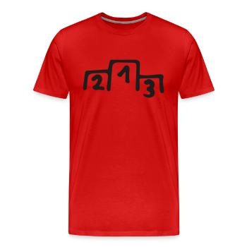 Cérémonie de remise des prix Podium - T-shirt bio Premium Homme - rouge - Devant - Damien (186cm)