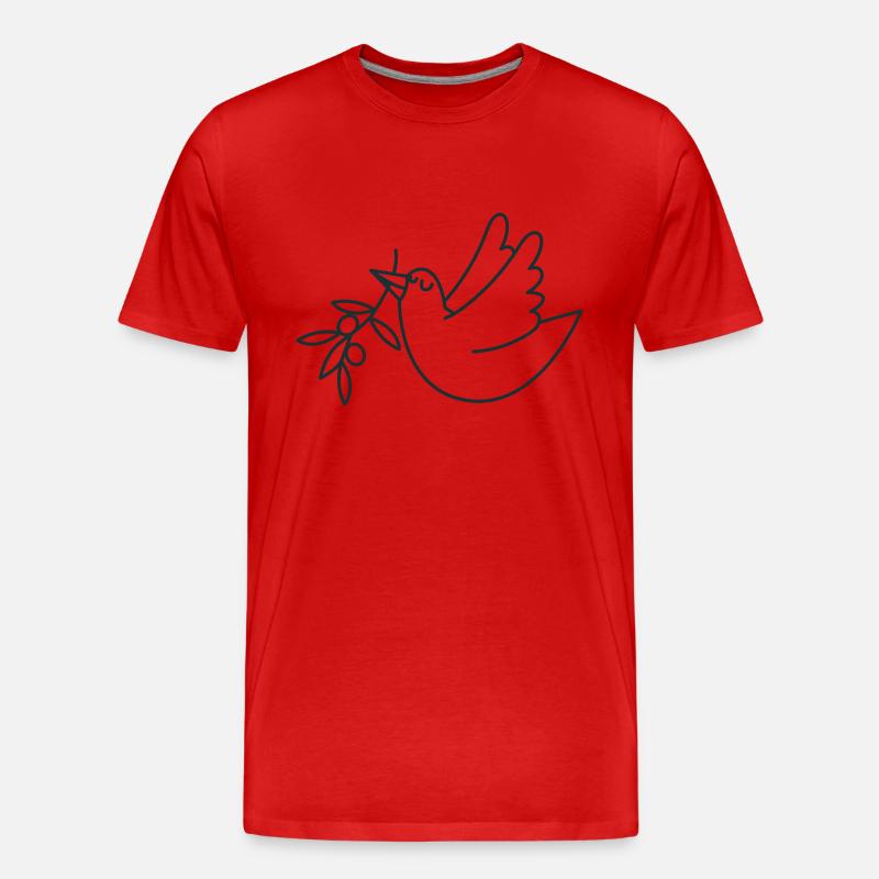 Colombe heureuse avec un rameau d’olivier - T-shirt bio Premium Homme - rouge