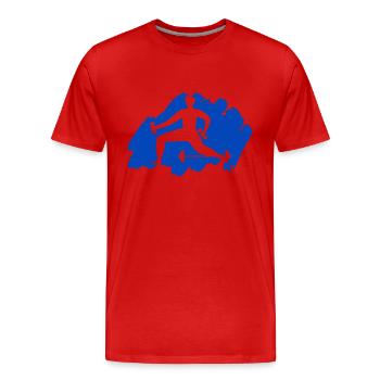 Musculation - Haltérophilie - Fitness - Entraînement - T-shirt bio Premium Homme - rouge - Devant - Damien (186cm)