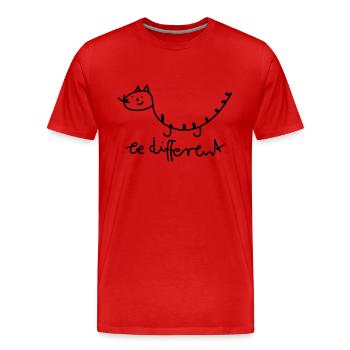 Être un chat différent - T-shirt bio Premium Homme - rouge - Devant - Damien (186cm)