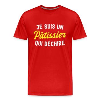 pâtissier qui déchire / humour patissier - T-shirt bio Premium Homme - rouge - Devant - Damien (186cm)