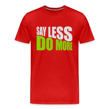 Dire moins faire plus - T-shirt bio Premium Homme - rouge - Devant - Damien (186cm)