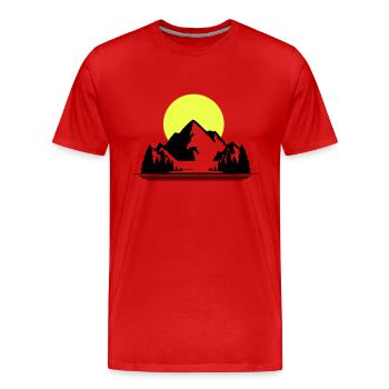 Mountains - Men's Premium Organic T-Shirt - red - Front - Damien (186cm)