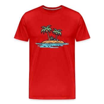 Ile aux palmiers - T-shirt bio Premium Homme - rouge - Devant - Damien (186cm)