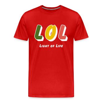 LOL - Lumière de Vie - T-shirt bio Premium Homme - rouge - Devant - Damien (186cm)