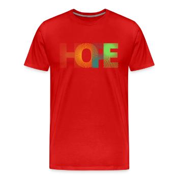 ESPOIR | ESPOIR | Imprimer - T-shirt bio Premium Homme - rouge - Devant - Damien (186cm)