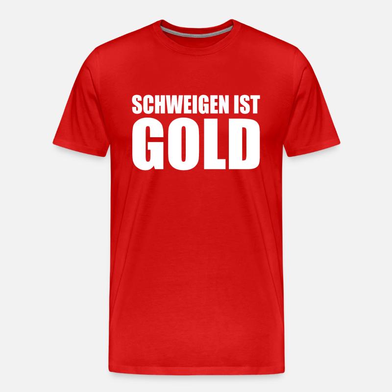 schweigen ist gold - Männer Premium Bio T-Shirt - Rot