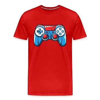 Logo de la manette Gamer - T-shirt bio Premium Homme - rouge - Devant - Damien (186cm)