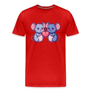 Mouse Couple Love Couple In Love - Men's Premium Organic T-Shirt - red - Front - Damien (186cm)