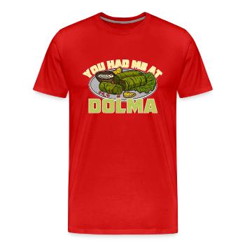 Dolma Sarma Griechenland Küche Reise Essen - Männer Premium Bio T-Shirt - Rot - Vorne - Damien (186cm)