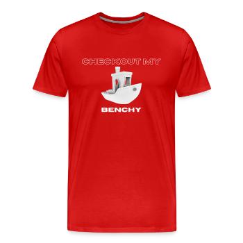 Checkout my Benchy - Men's Premium Organic T-Shirt - red - Front - Damien (186cm)